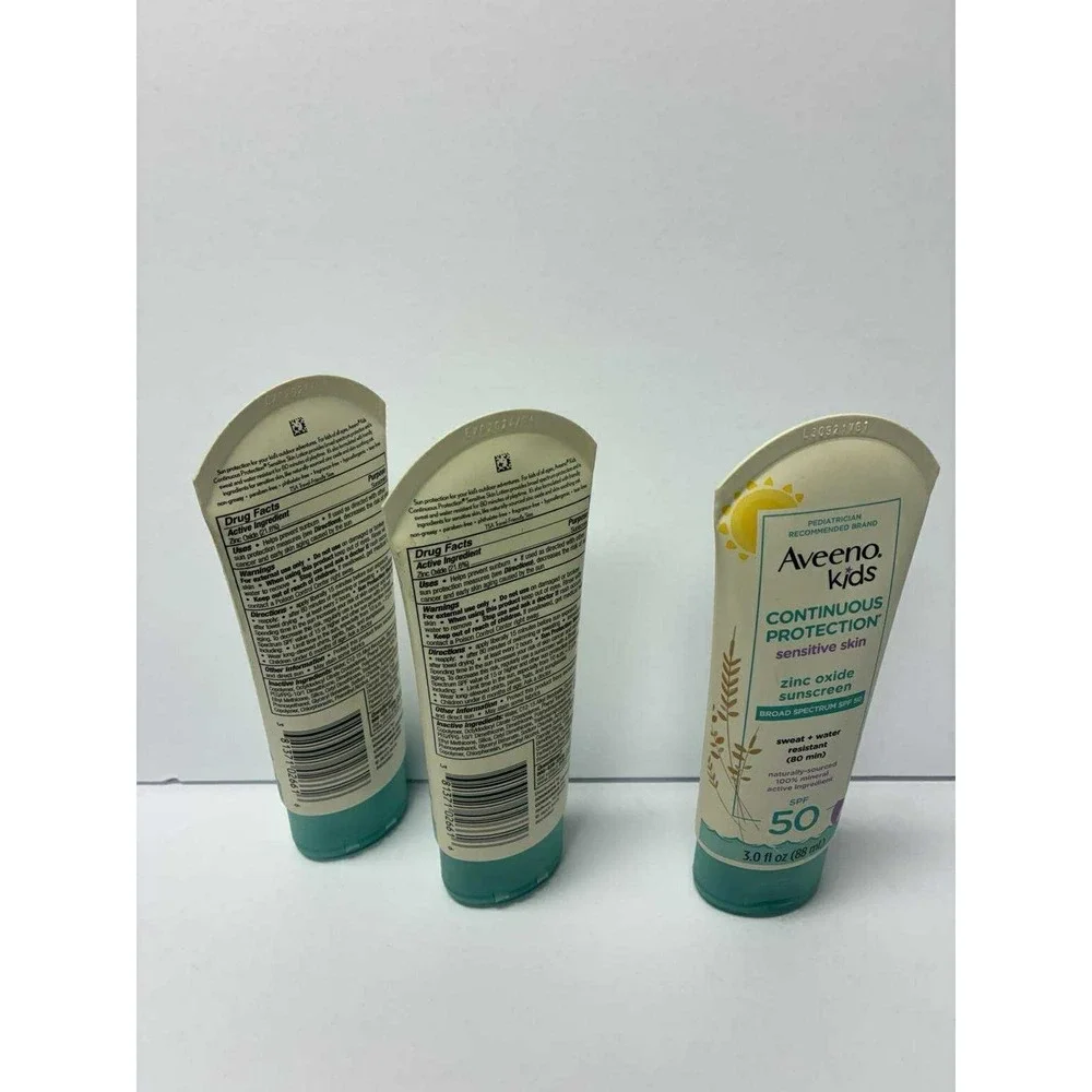3X Aveeno Kids Continuous Protection Sensitive Skin SPF 50 3.0 fl oz